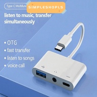 SIMPLESHOPLS Type-C to 3.5m Professional Headphone 3 in 1 Audio Converter