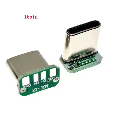 1-10Pcs USB 3.1 Type C Vertical Patch Board 16pin 4 Welding Wire Data Band PCB USB Board Male Head 1