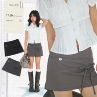 NAKEDbyV women's A-line SKIRT, short SKIRT with corrugated bow and zipper lining FAYE SKIRT