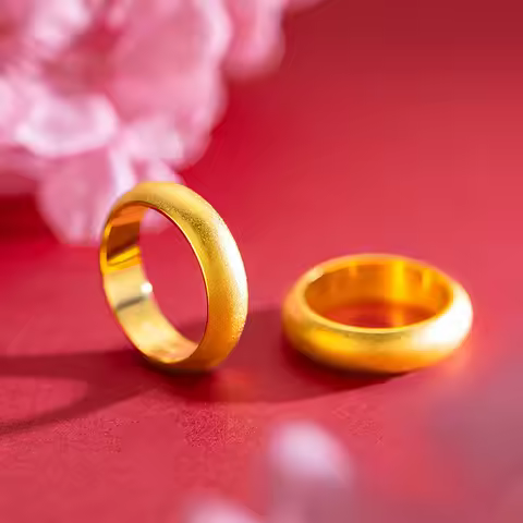 Luxury 24K 9999 Pure Gold real gold Men's Women's Frosted Ring