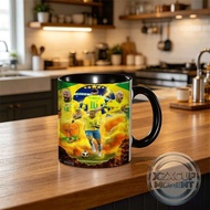 Neymar Jr Action Mug Yellow Jersey Collage with Signature & Lightning Effect - Star Player Dynamic C