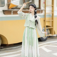 Hanfu Female Vintage Hanfu Original Hanfu [Muqingsi] Tang Made Robe Pleated Skirt Female Improved Daily Elegant Fairy Style Spring Summer