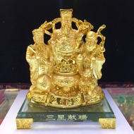 Gold 3 Wise Men -FUK LUK SAU in Crsytal Stand