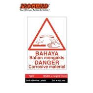 "Danger Corrosive Material" Bahaya Chemical Hazardous Sticker Label Safety Sign Indoor Outdoor Signa