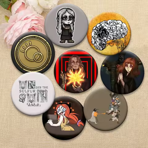 Decor Women Brooches The Fear and Hunger Button Pins Cute Metal Badge Fashion Creative Funny Lapel P
