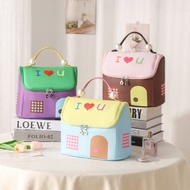 Dopamine Cute Contrasting Colors House Makeup Bag for Women Large Capacity Partition Portable Waterp