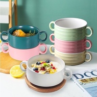 Nordic ceramic ears bowl creative breakfast bowl/ear bowl with lid