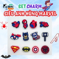 Marvel Superhero Charm Set & DC Cute – Spider Man, Batman, Captain America, Thor, Superman – Cross S