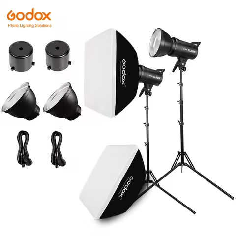 2x Godox SL-60W 60Ws 5600K Studio LED Continuous Photo Video Light + 2x 1.8m Light Stand + 2x 60x60c