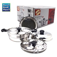 [Support Gas/Induction Stove] CHENNAI Stainless Steel 10 Idly Cavity Pot Steamer Pot with Steamer Pl