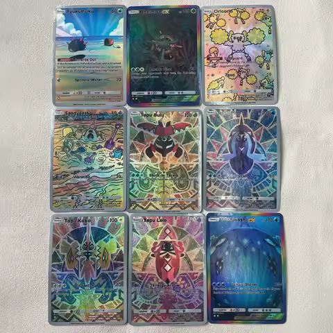 New Diy Anime PTCG Pocket English Collection Card Wishiwashi Bewear Mimikyu Drampa Cosmog Embossed T
