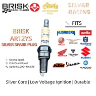 BRISK AR12YS Silver Spark Plug for Aprilia RXV 450, Honda Wave 125, Ninja 250R, KTM EXC400, LC135