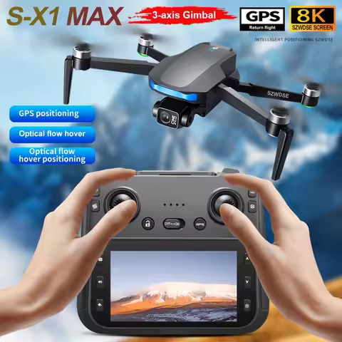 S-X1 Max Profesional GPS Drone with 8K HD Camera 3-axis gimbal Aerial 5G Wifi FPV Brushless Screen F