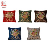 [Shiwaki3] Cushion Cover 48 X 48 Cm Machine Washable Square Floral Pattern Pillow Case for