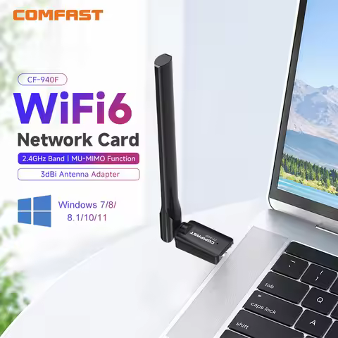Comfast 287Mbps WiFi Adapter 2.4G 3dBi Antenna Wifi6 USB Dongle AX300 802.11ax Wireless Network Card