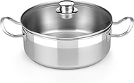 BRA COOKWARE Profesional Casserole w/Glass Lid | 9.5 inches - 4 quarts Professional Pot | Stainless 