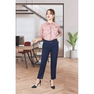 Purple shorts with 2 edges, 6cm waistband, beveled pockets, 2 decorative buttons QL2131TT5