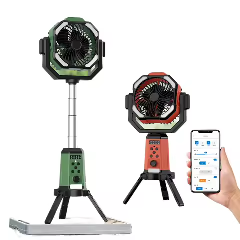 Smart Camping Fan - 24000mAh Rechargeable Standing Fan (App Control, 360° Retractable, 3 Speed Setti