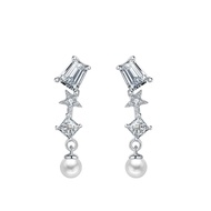 Dfdf Starry Sky Stud Earrings Female 925 Sterling Silver Pearl Simple Versatile Commuter Fairy Niche