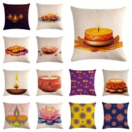 45*45cm Happy Diwali Festival Hinduism Deepavali Linen Throw Pillow Cover Car Cushion Cover Home Decorative Pillowcase