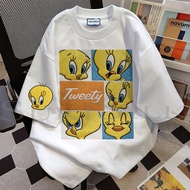 SUKISILK casual T-shirt, Tweety yellow cute bird cartoon imitation embroidery pattern print