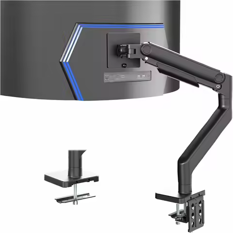 Ultrawide Monitor Mount Tension Arm for up to 49 inch Screens, Heavy Duty Aluminum, Holds 44 lbs, Fi