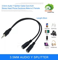 สาววายเคเบิลสเตอริโอ แยก เสียงหรือไมโครโฟน ออกเป็น 2 ช่อง สำหรับ Smartphone Tablet PC ( 3.5MM Audio Y Splitter  ) 3.5mm audio Y splitter cable cord aux stereo head phone earphone male to 2 female ( 3.5MM Audio Y Splitter )