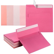 50 Pack 5x7 Colored Envelopes Self-Sealing Assorted Colors for Invitations and Cards (Pink, 5.24x7.2