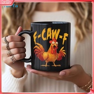[halfa]Personalized F-Caw-F Chicken Mug 15oz Ceramic Coffee Cup Funny Rooster Farm Animal Humor Mug 
