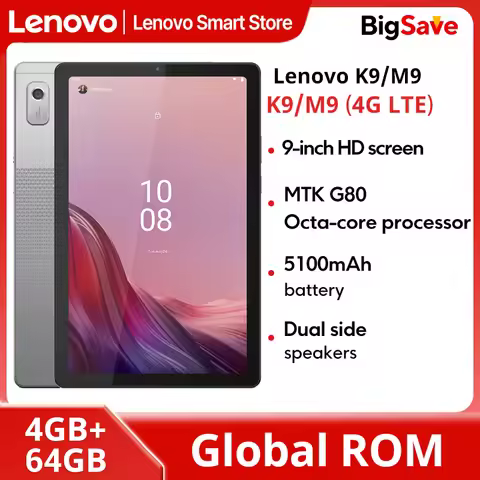 Global ROM Lenovo Tab K9/M9 4G LTE+WiFi 9inch 4GB+64GB MTK G80 Octa-core 5100mAh Battery Android Tab