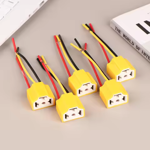 5Pcs Car Headlight Ceramic Socket Connector H4 Ceramic Plug Heat Resistance Headlight Wiring Harness