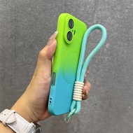 Dual Color Gradient Silicone Soft Case with Magnetic Hand Strap for Samsung Galaxy S20 S21 Note10 20