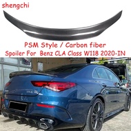 W118 PSM Style Carbon Fiber Rear Trunk Spoiler Wing For Mercedes CLA Class C118 CLA35 CLA180 CLA220 
