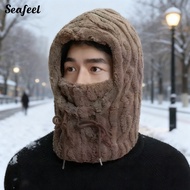 (Seafeel) Thermal Balaclava Cold Weather Hat Women's Winter Fleece Balaclava Set Windproof Ski Face 