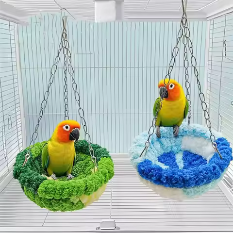 1 Parrot Nest Bird Nest Sleeping Nest Forest-Style Hammock Bird Cage Hanging Nest Plush Nest Small B