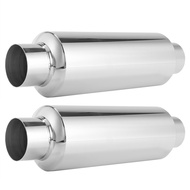 (SXUZ) 2PCS Car Exhaust Muffler Silver Car Exhaust Muffler 12 Inch Long Performance Muffler
