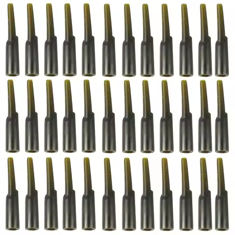 30Pcs Camo Green Run Rig Rubber Covert Lead Carp Hook Sleeve Tackles Swivel Covert Lead Stop Rig Car