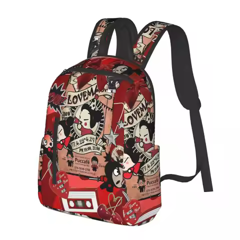 Pucca E Garu Student Backpack School Bag Hiking Travel Daypack for Men Women Fashion Bookbag Shoulde