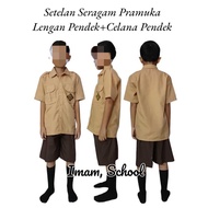 Scout Uniform Set Short Sleeve Shirt and Short Brown Pants for Boys Aged 5-14 Years for Elementary /