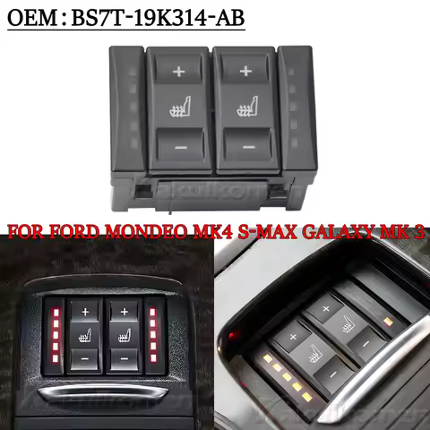 100% New Silver & Black Seat Heating Button Control Switch BS7T19K314AB 6M2T19K314AC For Ford Mondeo