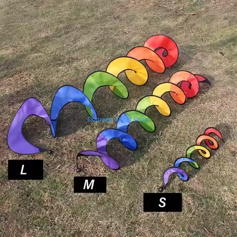 Colorful Rainbow Wind Twisters Curlie Spinners for Home Garden Parties and Event 68TC