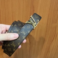 LV原花內麂皮金釦皮帶M9781X