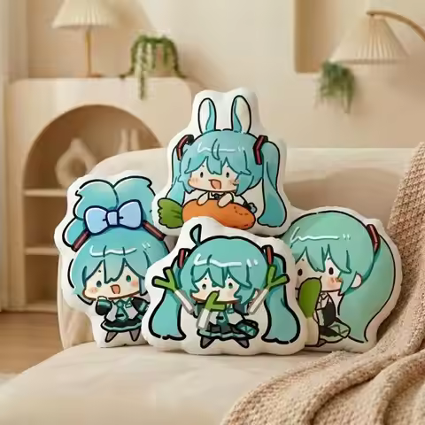 Q Cute Chibi Hatsune Miku Green Onion Shaped Pillow Cartoon Bed Sofa Back Cushion Anime Room Decor B