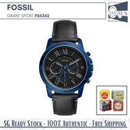 (SG LOCAL) Fossil FS5342 Grant Sport Chronograph Leather Strap Men Watch