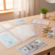 LR A4/Long File Organizer & A6/A5 6-Ring PP Binder, Transparent Cover, Loose-Leaf for Documents, Cas