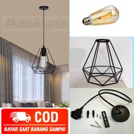 Seri a1 Kap Lampu Gantung Besi Diamond Cafe Vintage Edison-Kap Lampu Hias Dekorasi