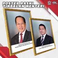 Frame Gambar Timbalan Menteri Di Malaysia Saiz A2 Bingkai Kayu Bunga Keemasan