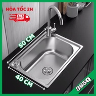 (REAL PHOTO VIDEO) Stainless steel sink, single 1-hole sink size 40cm*50cm with drainage siphon set 
