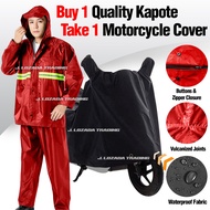 (POCKET KAPOTE ) HIGH QUALITY RAINCOAT WITH MOTORCYCLE COVER KAPOTE VULCANIZE STITCH WITH BAG (MAKAP
