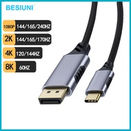 USB-C to DisplayPort 8K Adapter Cable, 1.4 Version, Supports 8K/60Hz, 4K/120Hz, 2K/165Hz/144Hz, 1080